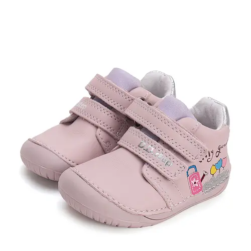 Pantofi fete, piele naturala, barefoot, primii pași, flori, roz, D.D. Step- S070-51253A-25-D.D. Step