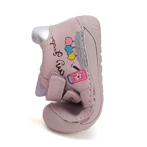 Pantofi fete, piele naturala, barefoot, primii pași, flori, roz, D.D. Step- S070-51253A-25-D.D. Step
