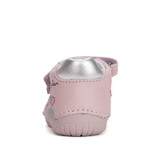 Pantofi fete, piele naturala, barefoot, primii pași, flori, roz, D.D. Step- S070-51253A-25-D.D. Step