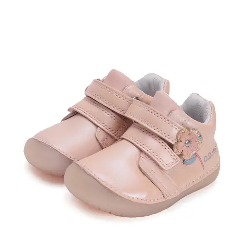 Pantofi fete, piele naturala, barefoot, talpa flexibila Gelsole , floare, roz sidef, D.D. Step- S070-51171-25-D.D. Step