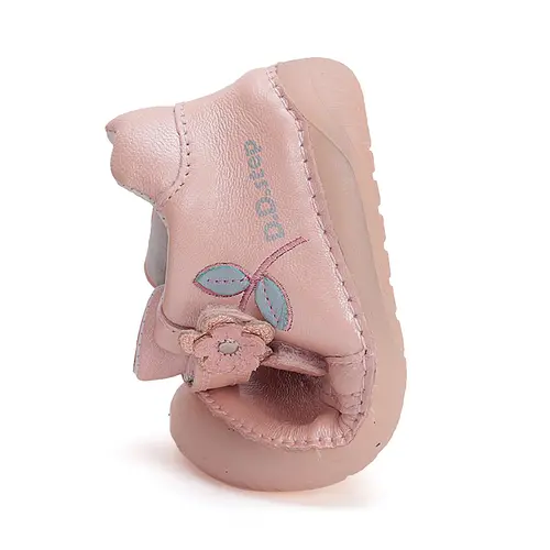 Pantofi fete, piele naturala, barefoot, talpa flexibila Gelsole , floare, roz sidef, D.D. Step- S070-51171-25-D.D. Step