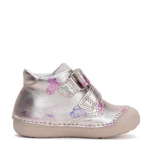 Pantofi fete, piele naturala, primii pasi, crem auriu cu fluturi, D.D. Step- S066-51151A-25-