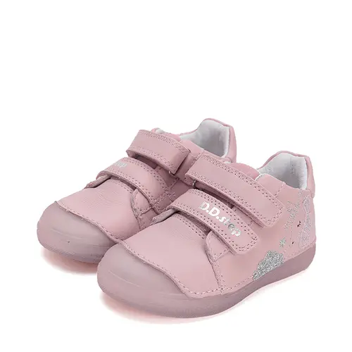 Pantofi fete, piele naturala, talpa Gelsole, roz, unicorn, D.D. Step- S049-51250AM-30-