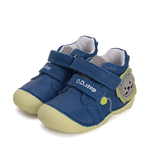Pantofi primii pasi baieti, piele naturla, albastru, leu, D.D. Step- S015-51897B-24-D.D. Step