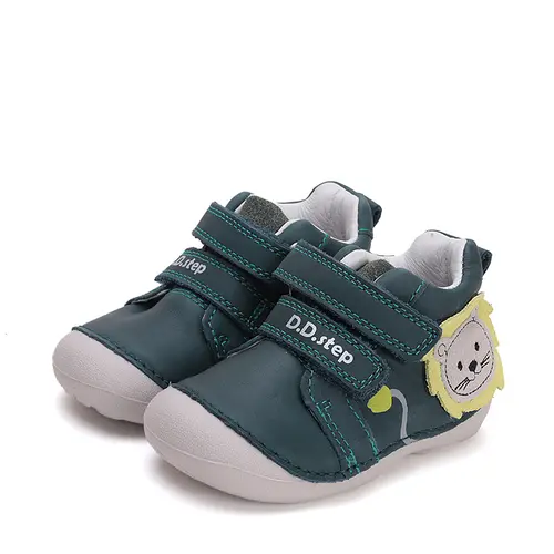 Pantofi primii pasi baieti, piele naturla, verde inchis, leu, D.D. Step- S015-51897-24-