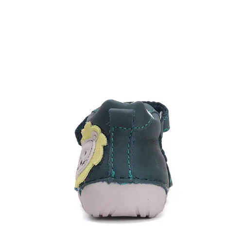 Pantofi primii pasi baieti, piele naturla, verde inchis, leu, D.D. Step- S015-51897-24-