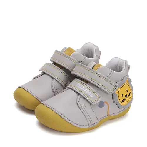 Pantofi primii pasi baieti, piele naturla, gri deschis, leu, D.D. Step- S015-51897A-24-D.D. Step