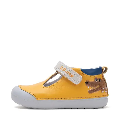 Pantofi D.D.Step, primii pasi, din piele naturala, decupati, primii pași, galben, crocodil- H066-51978-25-D.D. Step