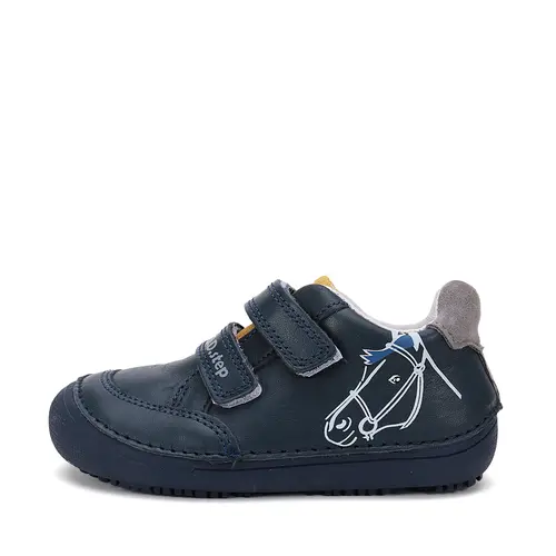 Pantofi baieti, piele naturala, barefoot, talpa flexibila, bleumarin, calut, D.D.Step- S063-51264M-30-D.D. Step