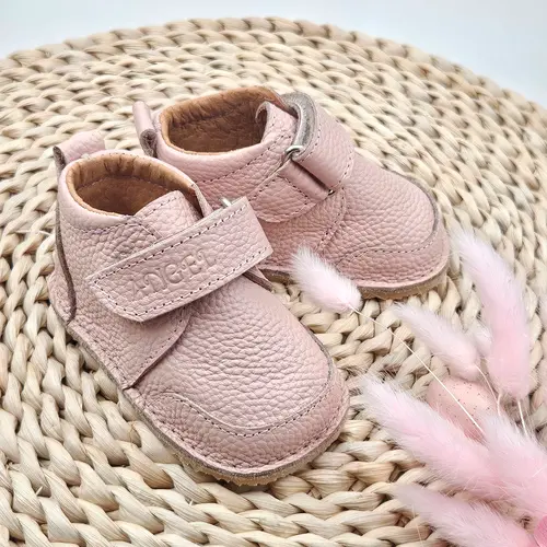 Pantofi primii pasi, barefoot Copii, talpa flexibila, roz, Smiley- RO-500-1-24-By Pebebe