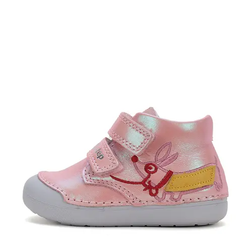 Pantofi fete, piele naturala, primii pasi, roz perlat, catel, D.D. Step- S066-51160-25-D.D. Step