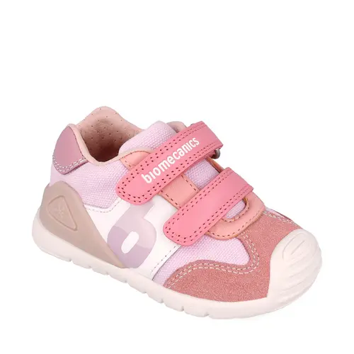 Pantofi Biomecanics fete, piele naturala si material textil, Biogateo Casual, roz- 252119-D378-25-Biomecanics