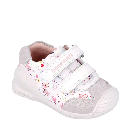 Pantofi Biomecanics fete, primii pasi, piele naturala, Biogateo Casual, alb- 252100-B050-25-Biomecanics