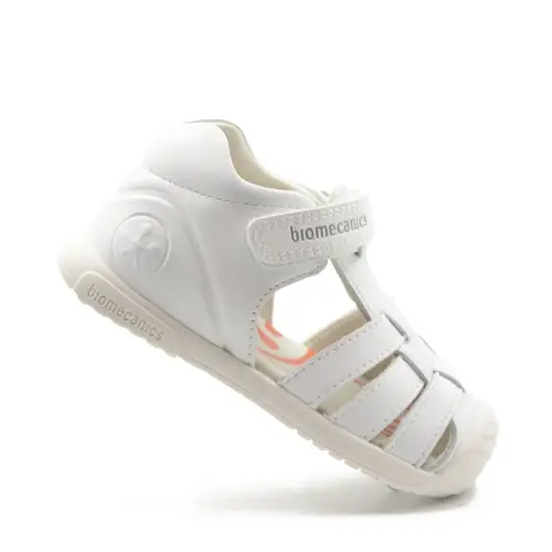 Sandale Biomecanics copii, piele naturala, talpa flexibila, protectie degete, Biogateo Casual, alb,- 252123-D050-25-Biomecanics