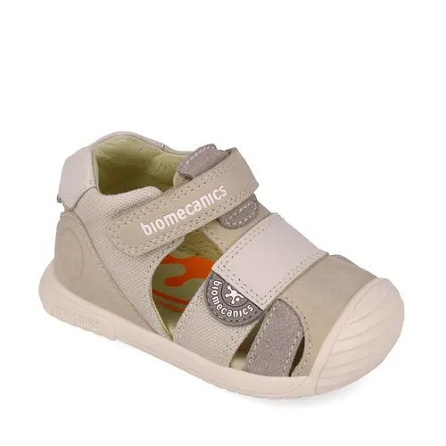 Sandale Biomecanics copii, talpa flexibila, protectie degete, Biogateo Casual, crem- 252127-B695-25-Biomecanics