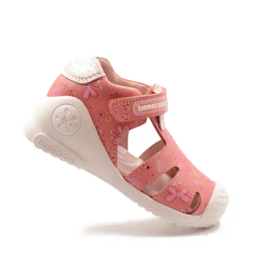 Sandale Biomecanics fete, piele naturala, talpa flexibila, protectie degete, Biogate Casual, roz- 252101-A833-19-Biomecanics