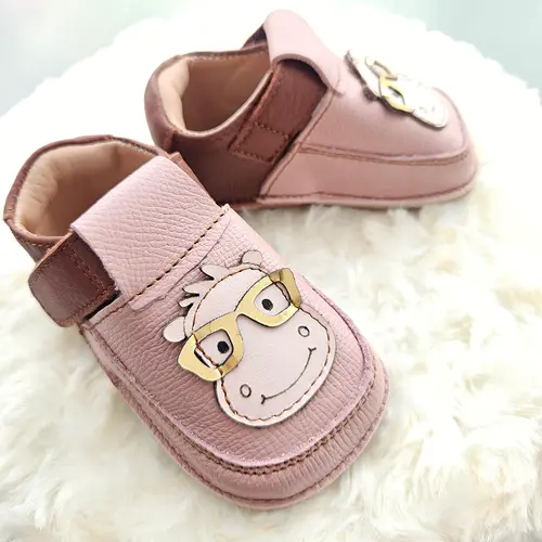 Pantofi barefoot copii, piele naturala, talpa flexibila, hipopotamita Nita- RO-16-5-24-By Pebebe