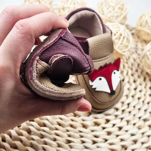 Pantofi barefoot, primii pasi, copii, piele naturala, talpa flexibila, vulpe- RO-16-6-24-By Pebebe Pantofi barefoot, primii pasi, copii, piele naturala, talpa flexibila, vulpe- RO-16-6-24-By Pebebe