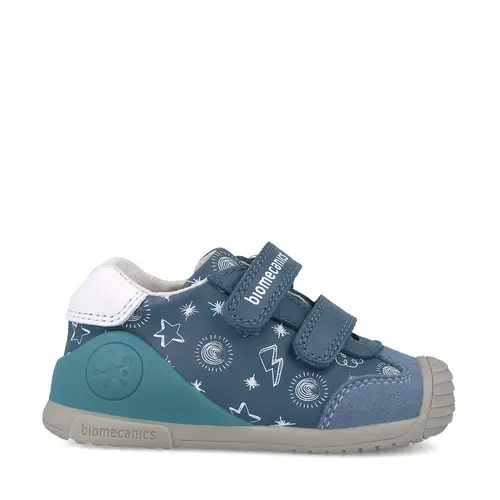 Pantofi Biomecanics copii, piele naturala, Biogateo Casual, bleumarin print- 252115-A556-21-Biomecanics