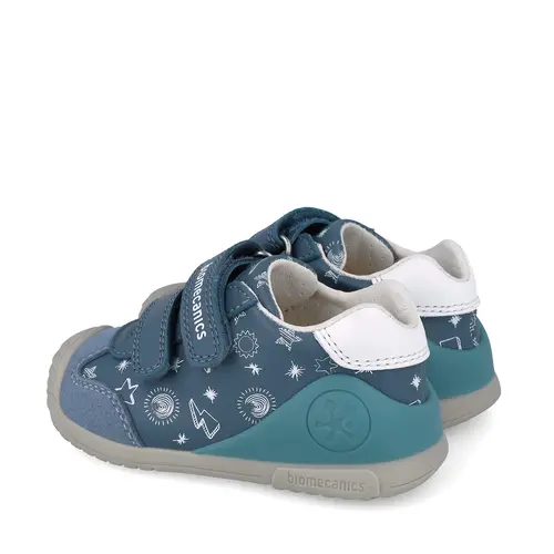 Pantofi Biomecanics copii, piele naturala, Biogateo Casual, bleumarin print- 252115-A556-21-Biomecanics
