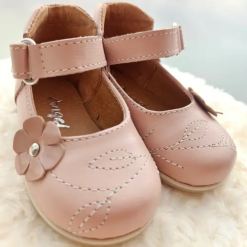 Pantofi din piele naturala, talpa flexibila, decupati, roz, Sara- RO-401-1-20-By Pebebe