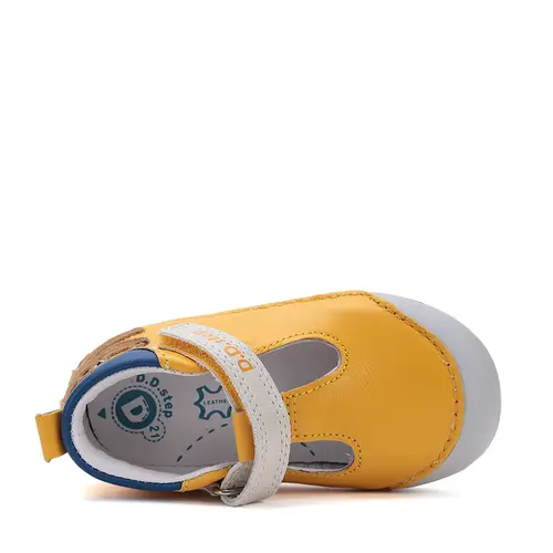 Pantofi D.D.Step, primii pasi, din piele naturala, decupati, primii pași, galben, crocodil- H066-51978-25-D.D. Step