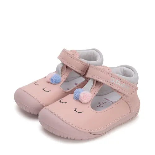 Pantofi fete, piele naturala, barefoot, decupati, roz, inghetata, D.D. Step- H070-51968-25-D.D. Step