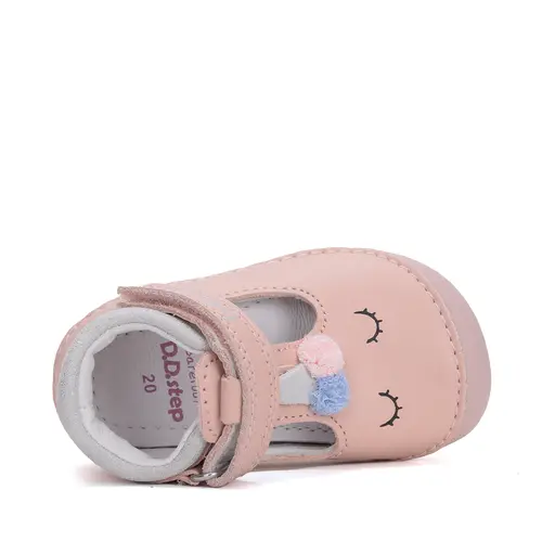 Pantofi fete, piele naturala, barefoot, decupati, roz, inghetata, D.D. Step- H070-51968-25-D.D. Step