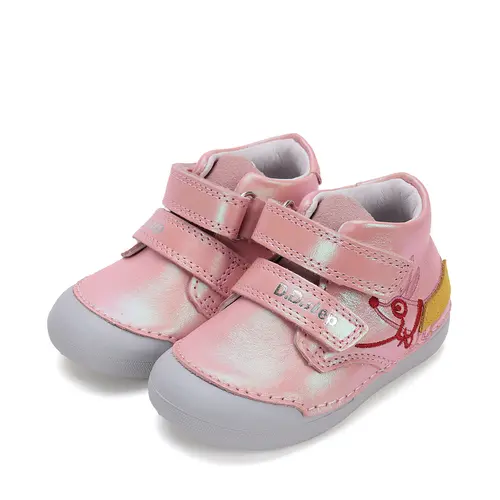 Pantofi fete, piele naturala, primii pasi, roz perlat, catel, D.D. Step- S066-51160-25-D.D. Step