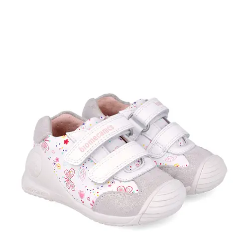 Pantofi Biomecanics fete, primii pasi, piele naturala, Biogateo Casual, alb- 252100-B050-25-Biomecanics