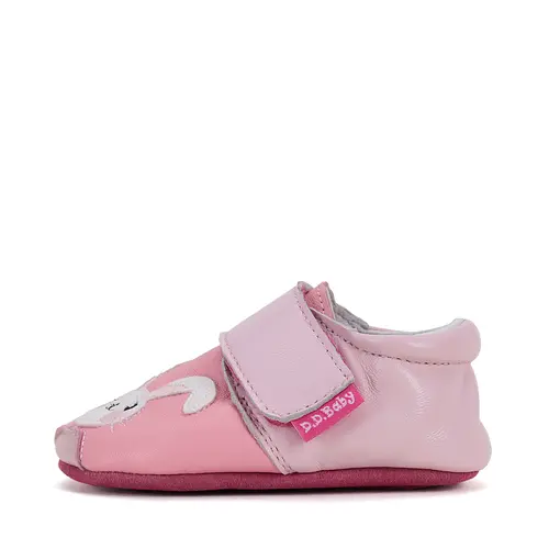 Pantofi fete, piele naturala, primii pasi, interior, roz, iepurasi, D.D. Step- K1596-51858-22/23-D.D. Step
