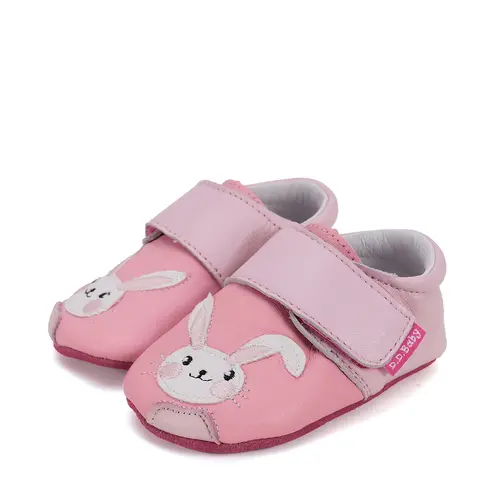 Pantofi fete, piele naturala, primii pasi, interior, roz, iepurasi, D.D. Step- K1596-51858-22/23-D.D. Step