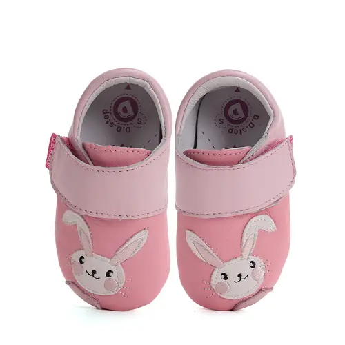 Pantofi fete, piele naturala, primii pasi, interior, roz, iepurasi, D.D. Step- K1596-51858-22/23-D.D. Step