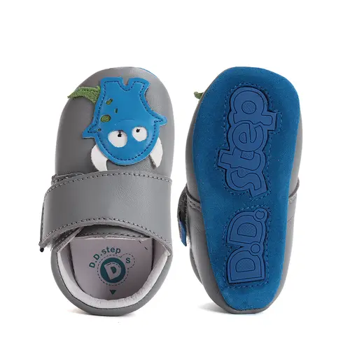 Pantofi primii pasi, interior, piele naturala, gri, monstrulet, D.D. Step- K1596-51622-22/23-D.D. Step