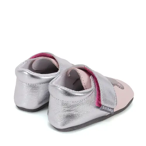 Pantofi primii pasi, interior, piele naturala, roz deschis, ursulet, D.D. Step- K1596-51394-22/23-D.D. Step