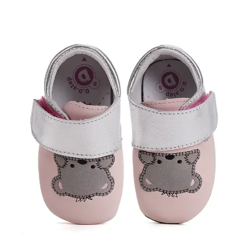 Pantofi primii pasi, interior, piele naturala, roz deschis, ursulet, D.D. Step- K1596-51394-22/23-D.D. Step
