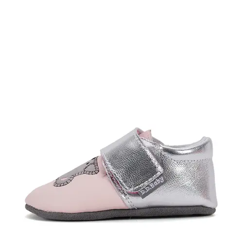 Pantofi primii pasi, interior, piele naturala, roz deschis, ursulet, D.D. Step- K1596-51394-22/23-D.D. Step