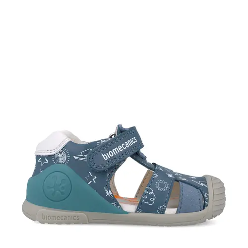 Sandale baieti, piele naturala, talpa flexibila, protectie degete, Biogateo Casual, albastru, Biomecanics- 252116-A556-21-Biomecanics