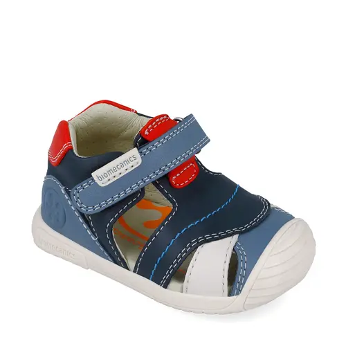 Sandale Biomecanics copii, piele naturala, talpa flexibila, protectie degete, Bigateo Casual, bleumarin,- 252126-A556-21-Biomecanics