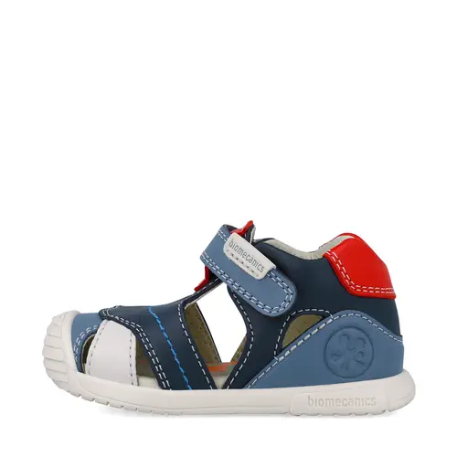 Sandale Biomecanics copii, piele naturala, talpa flexibila, protectie degete, Bigateo Casual, bleumarin,- 252126-A556-21-Biomecanics