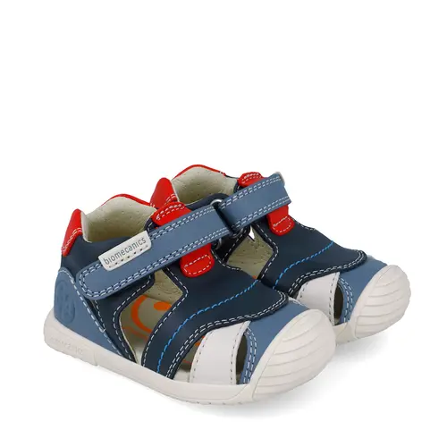 Sandale Biomecanics copii, piele naturala, talpa flexibila, protectie degete, Bigateo Casual, bleumarin,- 252126-A556-21-Biomecanics