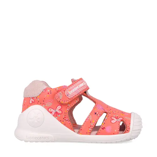 Sandale Biomecanics fete, piele naturala, talpa flexibila, protectie degete, Biogate Casual, roz- 252101-A833-19-Biomecanics