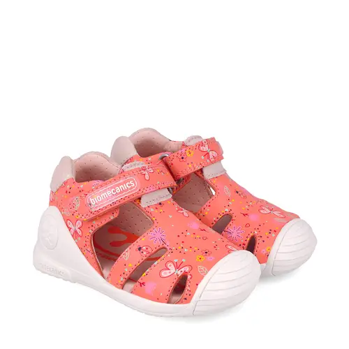 Sandale Biomecanics fete, piele naturala, talpa flexibila, protectie degete, Biogate Casual, roz- 252101-A833-19-Biomecanics