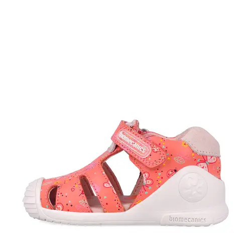 Sandale Biomecanics fete, piele naturala, talpa flexibila, protectie degete, Biogate Casual, roz- 252101-A833-19-Biomecanics