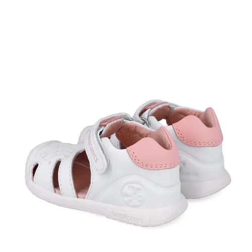 Sandale Biomecanics fete, piele naturala, talpa flexibila, protectie degete, Biogateo Casual, print alb,- 252108-C050-25-Biomecanics