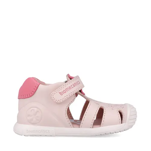Sandale fete, piele naturala, talpa flexibila, protectie degete, Biogateo Casual, print roz, Biomecanics- 252108-B779-21-Biomecanics