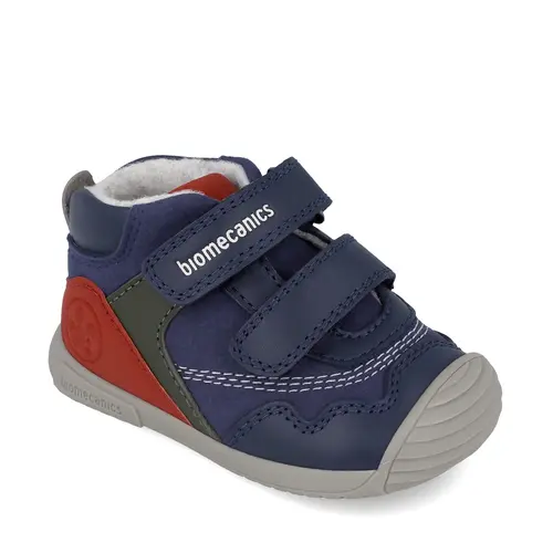 Ghete Baieti Biomecanics, piele naturala, primii pași, captuseala lana naturala, BioGateo, culoare bleumarin, rosu - 251125-A183FB-25-