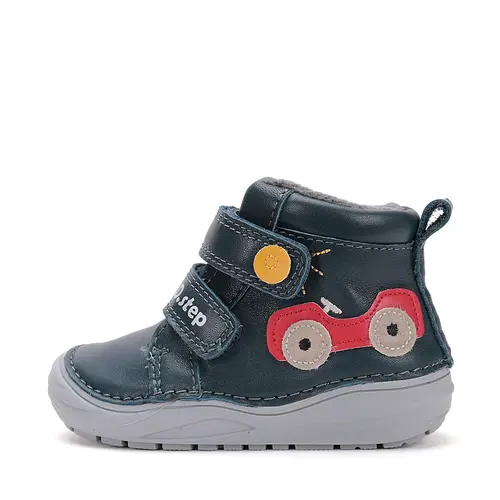 Ghete D.D Step Baieti, piele naturala, talpa flexibila, captuseala textila, bleumarin, masinuta- S071-52771-25-D.D. Step