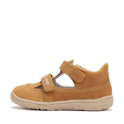 Pantofi D.D.Step copii, barefoot, piele naturala, decupati, primii pași, camel- H077-51734D-25-D.D. Step