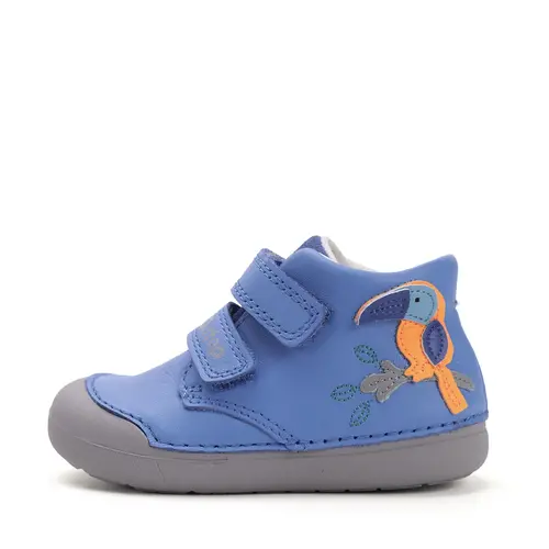 Pantofi D.D. Step baieti, piele naturala, primii pasi, talpa felxibila, albastru, papagal- S066-52304B-25-D.D. Step